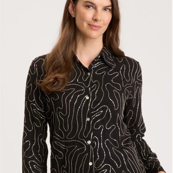 XCVI Black & Gold Shimmer, NWT - Picture 5 of 5